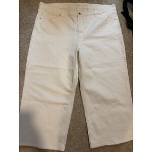 Women's Old Navy White Sz 22 Sky-Hi Wide Leg Jeans Pants Smooth Pockets